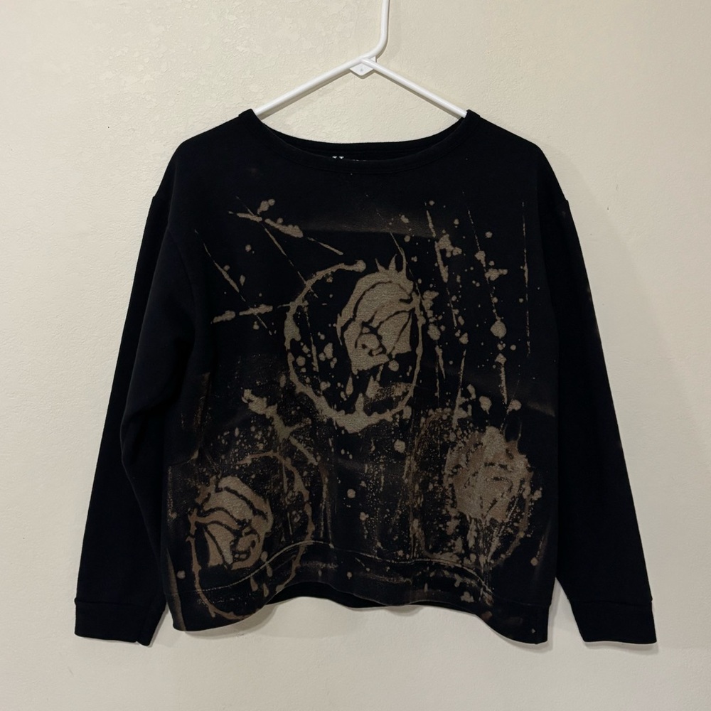 Hanes Black Soft cropped tie-dye Sweatshirt